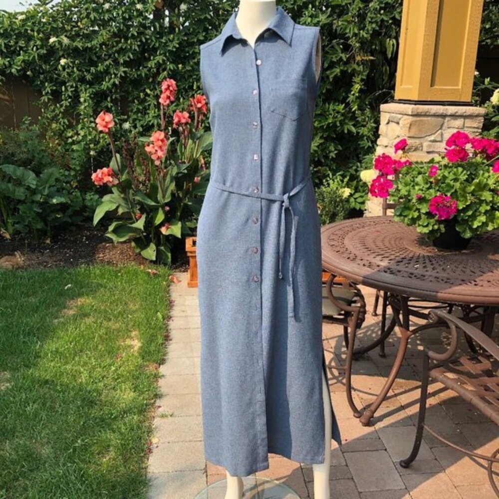Option Elle Slvless Maxi Shirt Dress Blue S